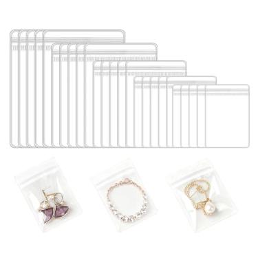 Imagem de ZZHXSM 100 peças pequenas bolsas de joias de PVC transparente com fecho de zíper sacos de armazenamento de joias transparentes antiferrugem sacos selados para embalagem de joias anéis brincos doces