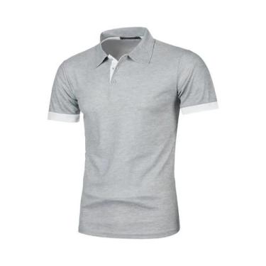 Imagem de Camisa Polo Masculina Leve De Cor Sólida Com Manga Curta Para O Verão,