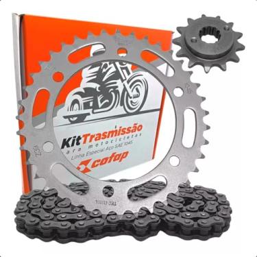 Imagem de Kit Relação Transmissão Honda XRE 300 2009 até 2014 Aço 1045 Cofap TMC410004