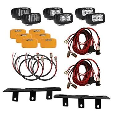 Imagem de Kit de montagem de farol de neblina RIGID 46731 Triple SR-M – Serve para Ford Bronco 2021 tamanho completo, inclui 6 luzes LED RIGID SR-M.