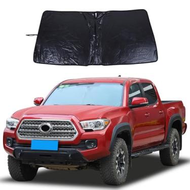 Imagem de O para-sol original para para-brisas Tacoma 2006-2015 2016 2017 2018 2019 2020 2021 2022 2023 protetor solar refletivo de para-brisa de carro (preto)