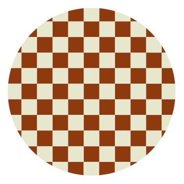 Imagem de Doteon Tapete xadrez marrom antiderrapante geométrico marrom e bege redondo para sala de estar, quarto, sala de jogos, 1,8 m de diâmetro