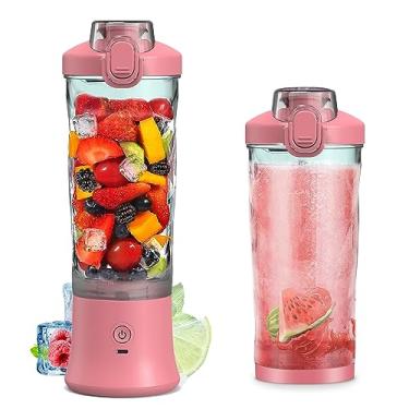 Imagem de Liquidificador Portátil Copo de Suco Pessoal 600ml para Batidas e Smoothies com 6 Lâminas 150 Watt Manual Recarregável Viagem Esportes Casa Escritório