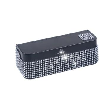 Imagem de SANMLX Porta-moedas Bling para carro, 4 compartimentos, organizador de carro com strass, compatível com quarto, níquel, centavos, centavos, organizador universal de moedas para carro, caminhão, SUV