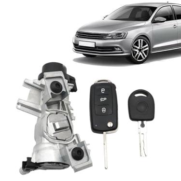 Imagem de Priprilod Conjunto de trava de interruptor de ignição com capa de chave remota adequada para Volkswagen Jetta 2006-2018 EOS 2007-2011 GOLF 2004-2011 RABBIT 2006-2009 TIGUAN 2008-2011 1K0905851B ILA920