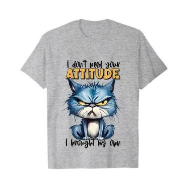 Imagem de Camiseta Feminina Sarcástica Com Gato Enfadonho, Camiseta Engraçada Pa