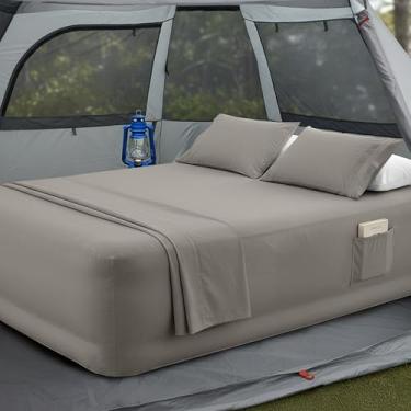 Imagem de Mocassi Jogo de lençol de cama de colchão de ar de 4 peças com bolso extra profundo de 40 a 61 cm - Conjunto de lençóis de 4 peças com bolsos inteligentes, ideal para camas de ar, trailers
