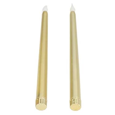 Imagem de Generic Velas Rígidas de Led, Bastões de Vela Sem Chama Brancos Quentes para Decoração de Casa de Casamento Em Festival, 2 Peças Operados por Bateria para Festa (Todo pulverizado de ouro)