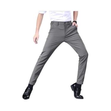 Imagem de Calças Casuais Masculinas Ultrafinas E Elásticas, Estilo Slim Reto, Re