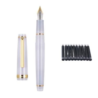 Imagem de EPANO Caneta-tinteiro caneta de tinta transparente, enchimento giratório, ponta EF F M, papelaria, escritório, material escolar, caneta (roxo taro, EF)