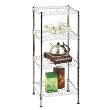 Imagem de Estante Cromada Multiuso Quadrada 4 Prateleiras Ajustáveis