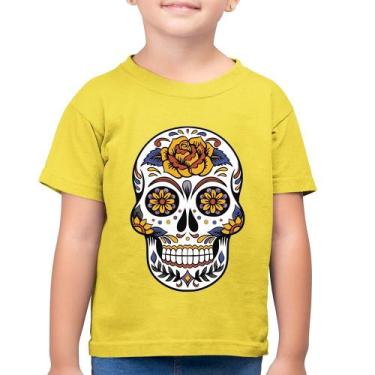Imagem de Camiseta Algodão Infantil Caveira Mexicana - Foca na Moda, Amarelo can