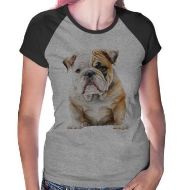 Imagem de Baby Look Raglan Bulldog-Inglês - Foca na Moda, Cinza, Preto, GG