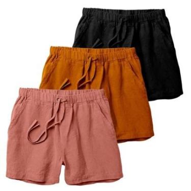 Imagem de Kit 3 Shorts Linho Premium Bermuda Masculina Moda Praia Luxo-Masculino