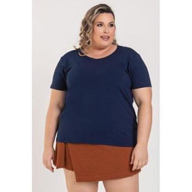 Imagem de T-shirt Feminina Plus Size Visco Básica Decote Redondo - Serena-Feminino