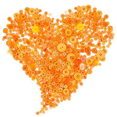 Imagem de Swpeet 550 peças de botões sortidos de resina 2 e 4 furos redondos para costura de artesanato DIY Crafts Pintura de botão manual para crianças (marrom), Laranja, 650