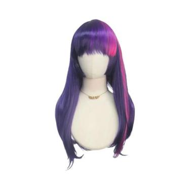Imagem de Peruca Sintética Longa E Lisa Rosa E Roxa Para Cosplay Da Twilight Spa