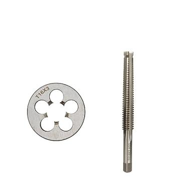 Imagem de Conjunto de torneira e matriz para mão esquerda HSS, TR8 TR10 TR12 TR14 TR16, ferramentas de rosqueamento de precisão para metal e madeira, 1 ferramenta de máquina de rosca rosqueada (TR8x3)