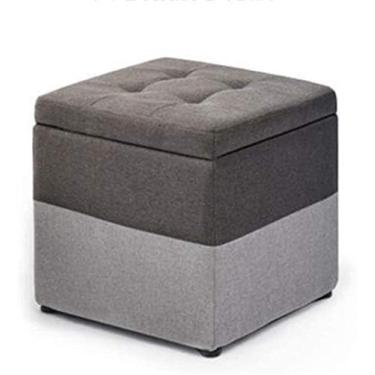 Imagem de Banqueta multifuncional para pés - Banco de armazenamento cúbico e organizador de sapatos com capa de almofada, ideal para sala de estar e área de vestir, apoio para os pés quadrado para conforto