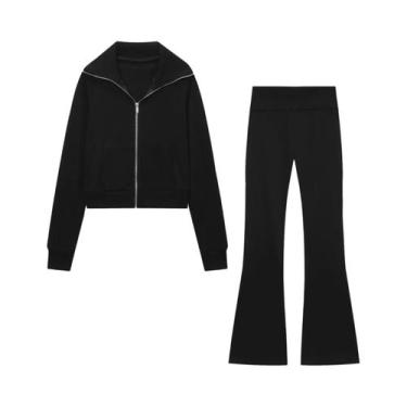 Imagem de Conjunto De Jaqueta De Fleece Casual De Outono Para Mulheres Com Lapel