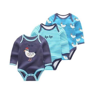 Imagem de Conjunto De 3 Peças De Body De Manga Longa Para Bebê Menino Ou Menina,