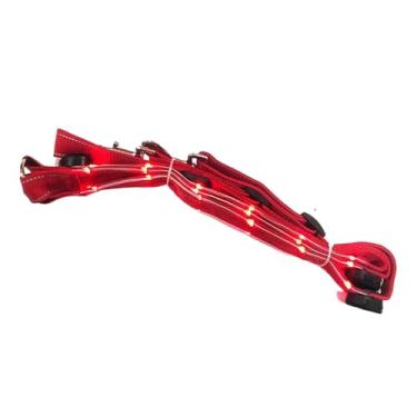Imagem de Peitoral de nylon com LED para cavalos com barra de luz piscante para esportes ao ar livre cinto de decoração de equitação (vermelho)