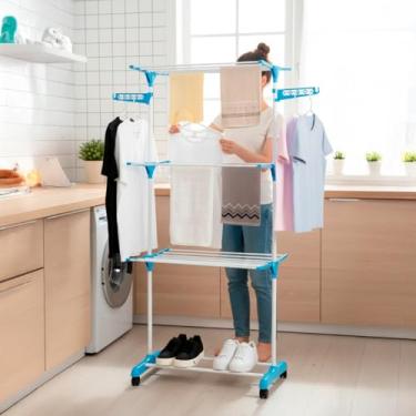 Imagem de Varal de Roupa Dobrável Cabideiro 3 Andares Portátil