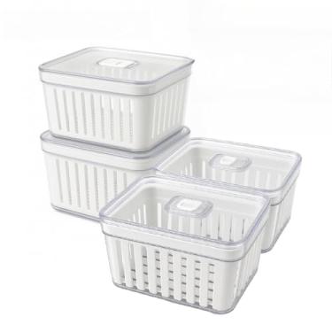 Imagem de Organizador de Geladeira 3.8 Litros Cesto Com Tampa Multiuso Alimentos Verduras e Vegetais (1 Organizador 3,8L Fume)