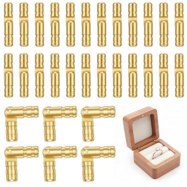 Imagem de Heclia 30 dobradiças cilíndricas ocultas de latão 1,78 x 0,38 cm mini dobradiças de barril para caixas de joias de madeira dobradiça invisível para móveis de armário pequenas portas de armário DIY