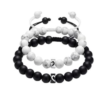 Imagem de UVGVA Pulseiras de casal combinando com anéis – Design ajustável para ela, presente de aniversário ideal e presente romântico de Dia dos Namorados ou Natal, Normol, Metal, Sem Pedra Preciosa