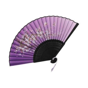 Imagem de Leque De Dança Elegante Com Cabo De Madeira E Franjas Para Mulheres, E