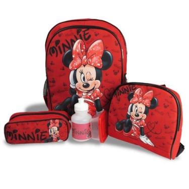 Imagem de Kit Mochila de Costas Minnie Tam G - SM, Vermelha