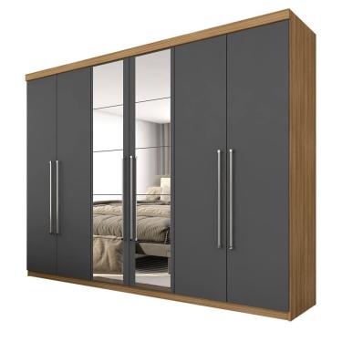 Imagem de Guarda Roupa Casal Com Espelho Isabela Bor/grafite - Móveis Arapongas