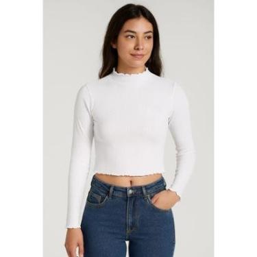 Imagem de Blusa Tricot Feminina Ribana Gola Alta Polo Wear Branco-Feminino