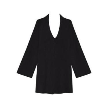 Imagem de Vestido Curto De Mangas Longas Em Malha Com Fios De Lurex-Feminino