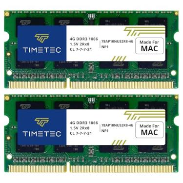 Imagem de Timetec Kit de 8 GB (2 x 4 GB) compatível com Apple DDR3 1067MHz / 1066MHz PC3-8500 CL7 para Mac Book, Mac Book Pro, iMac, Mac mini (final de 2008, início/meados de 2009, meados de 2010) SODIMM Memory