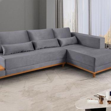 Imagem de Sofá De Canto 4 Lugares Com Chaise M-174 Estofados Martins Grafite