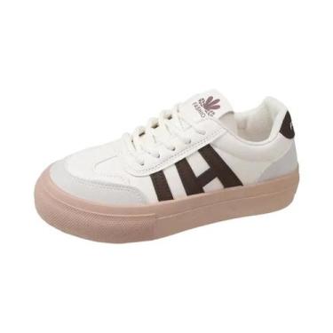 Imagem de Tênis Chunky Plataforma Preto E Branco Feminino Em Couro Fosco Com Aum