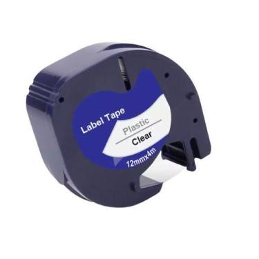 Imagem de Fita Compatível Dymo Letratag Plástica 12267U Incolor Letra Preta 12mm
