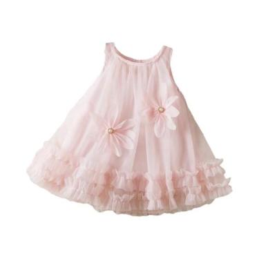 Imagem de Vestidos Florais De Malha Sem Mangas Para Meninas, Roupas De Festa De 