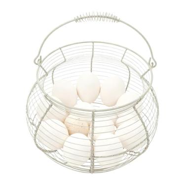 Imagem de Cesta pequena para ovos, suporte de armazenamento de tecido vintage | com alça para ovo de galinha - para cozinha, piquenique, fazenda, jardim, colheita, Páscoa, Natal, frutas, legumes