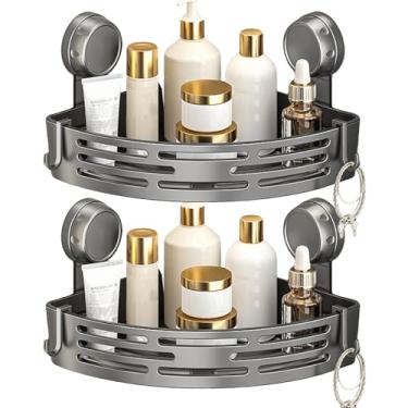 Imagem de Prateleira de chuveiro de canto, sem suporte de perfuração | Prateleiras de banheiro removíveis, para xampu, banheiro, armazenamento, cozinha, casa, despensa, quarto, parede