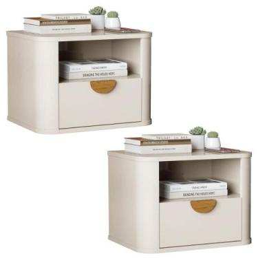 Imagem de Kit de 2 Mesa de Cabeceira Suspensa Buriti 1 Gaveta e Nicho - Loja Doc