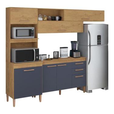 Imagem de Cozinha Benfica com Balcão Modena com 6 Portas 3 Gavetas - Loja DoceLa