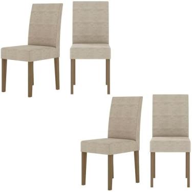 Imagem de Kit de 4 Cadeiras Josi com Tecido em Suede - Loja DoceLar, Carvalho/Fe