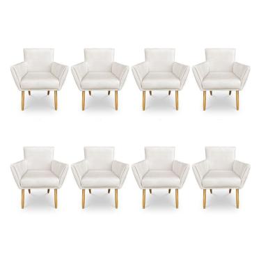 Imagem de Kit 8 Poltronas Decorativa Leticia Suede Pés Palito Castanho - Pallazio Cor Vermelho