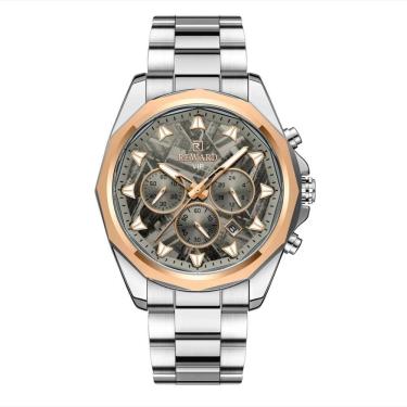 Imagem de Relógio De Aço Inoxidável Masculino Com Cronógrafo à Prova D´agua Prata Rose