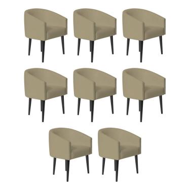 Imagem de Kit 8 Poltrona Sandy Para Escritório Consultório Sala De Estar Recepção - Courvin Bege - Cor: Bege