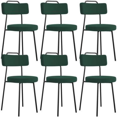 Imagem de Kit 06 Cadeiras Decorativas Estofada Para Sala De Jantar Barcelona L02 Bouclê Verde - Lyam Decor