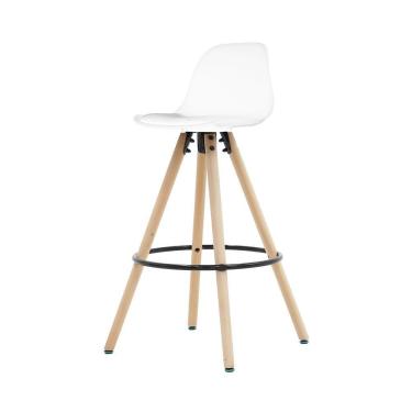 Imagem de Banqueta Saarinen Alta Branca 94cm Assento Estofado Com Base De Madeira